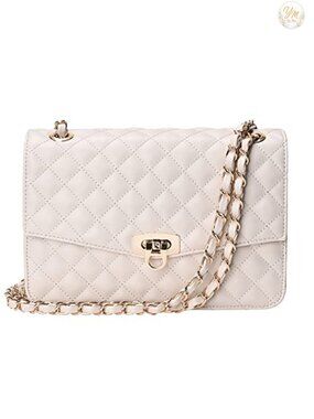 Quilted Medium Shoulder Crossbody Bag Vegan Leather Chain Strap